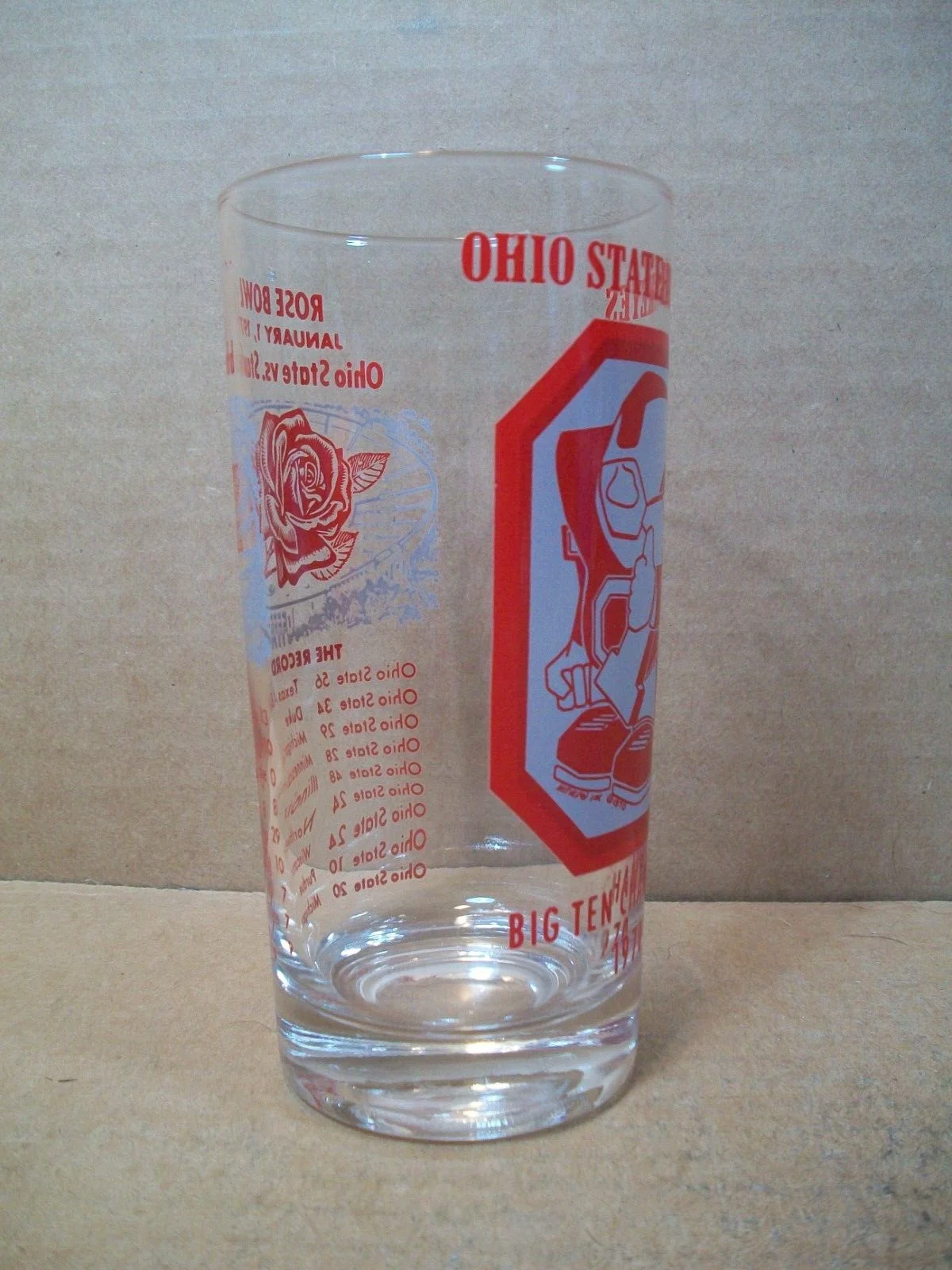 Ohio State Buckeyes Glass ~ Big Ten Champions 1970 ~ Rose Bowl - OSU vs Stanford 2
