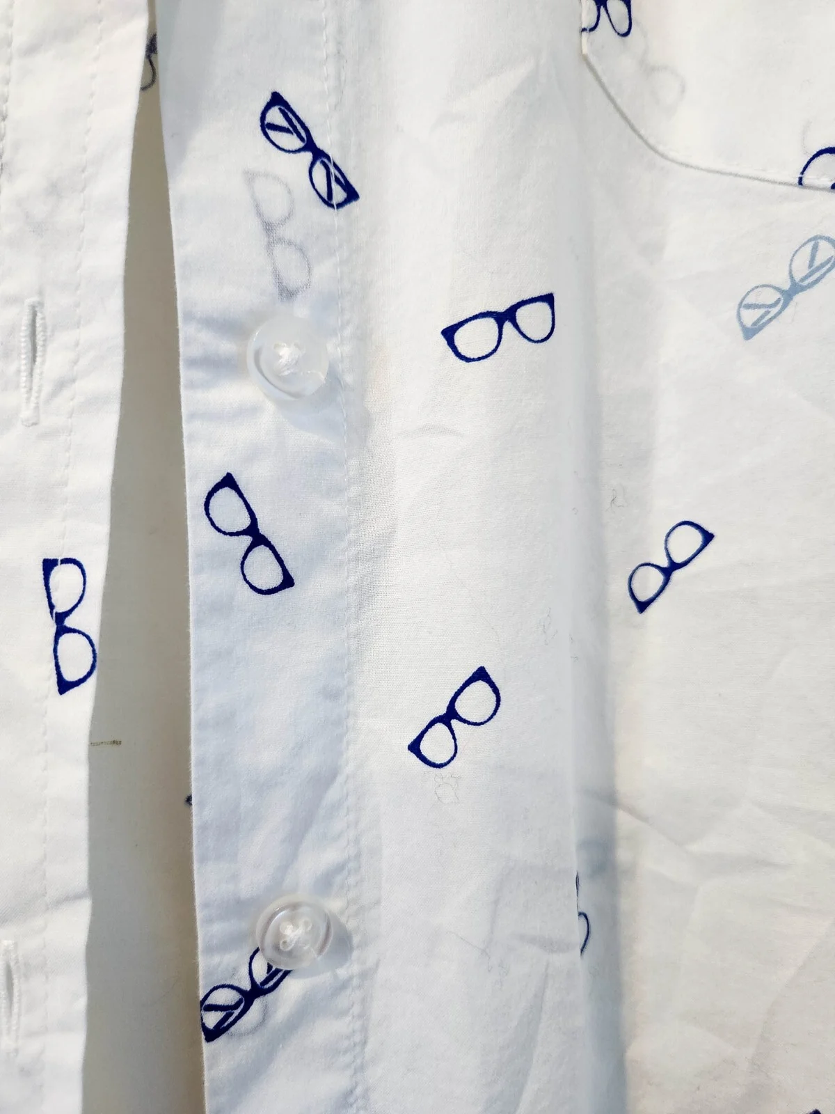 Old Navy Button Down Long Sleeve Shirt w Eyeglasses Pattern, Size S 2