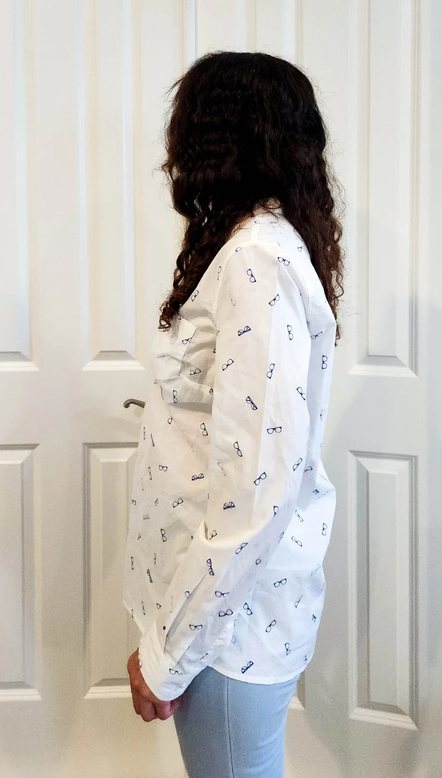 Old Navy Button Down Long Sleeve Shirt w Eyeglasses Pattern, Size S 4