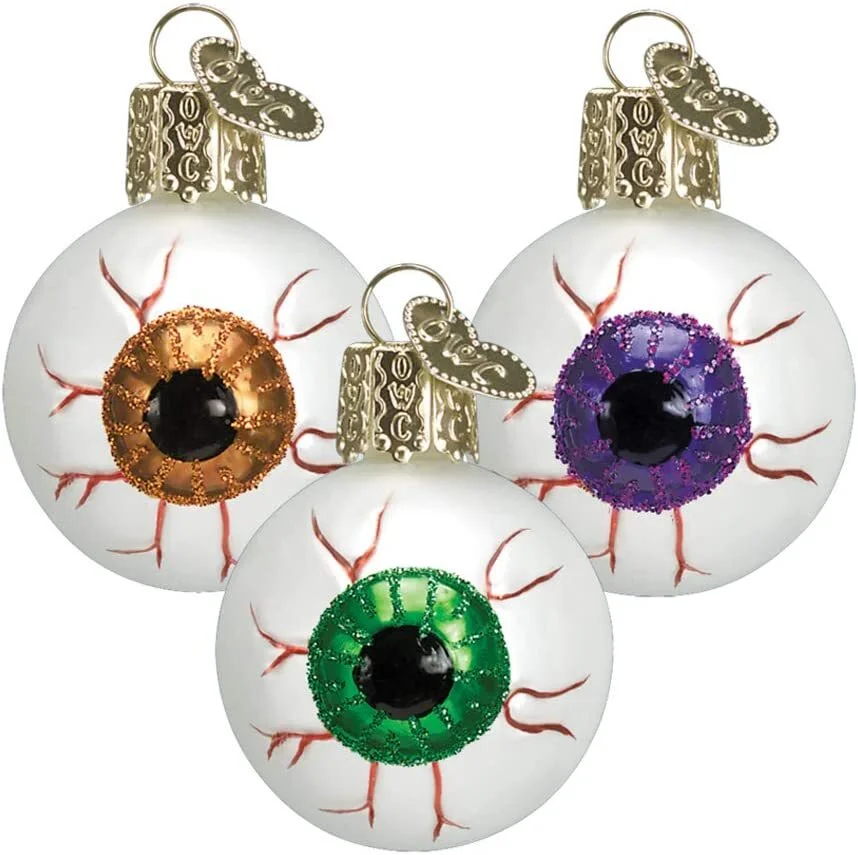OLD WORLD CHRISTMAS SET OF 3 EVIL EYE GLASS HALLOWEEN CHRISTMAS ORNAMENT 26037 2