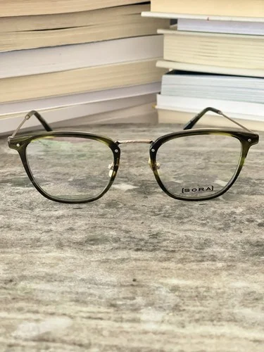 Olive Green Gold Eyeglasses Square Unisex Frames Optical Glasses Japan