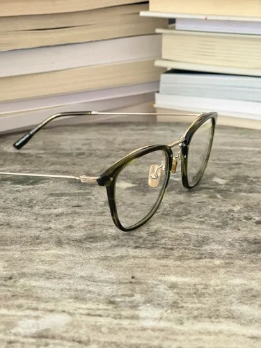 Olive Green Gold Eyeglasses Square Unisex Frames Optical Glasses Japan 2