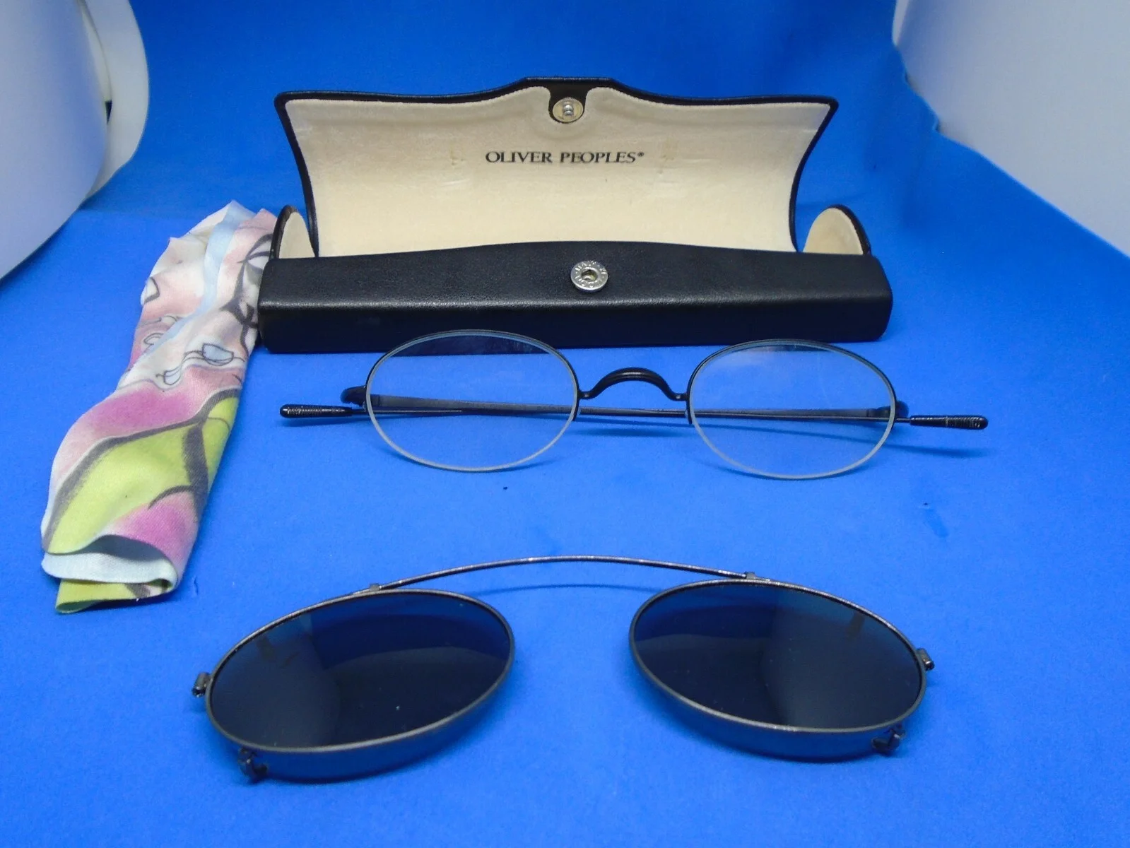 Oliver Peoples OP-605 Titanium 100 Eyeglasses Case Clip On And Lens 43.5 23-135