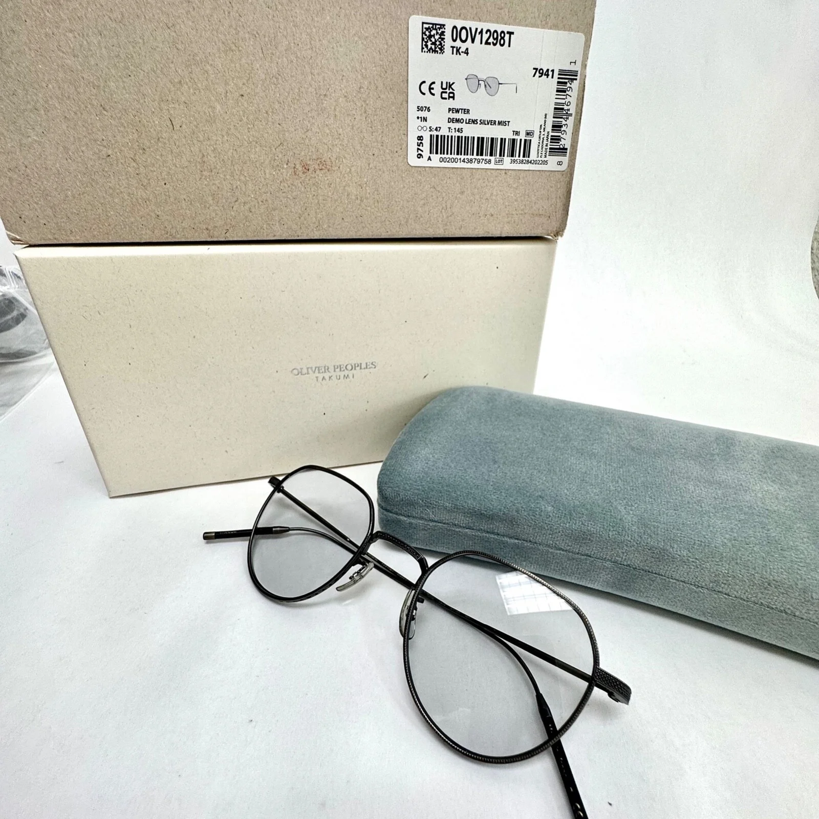 Oliver Peoples TAKUMI TK-4 1298 Pewter Titanium Retro Eyeglasses OV1298T Unisex 2