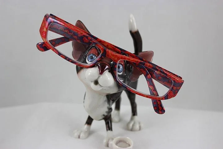 OptiPets / OptiPaws Cat Eyeglass Holder - Dark Grey & White Nuky