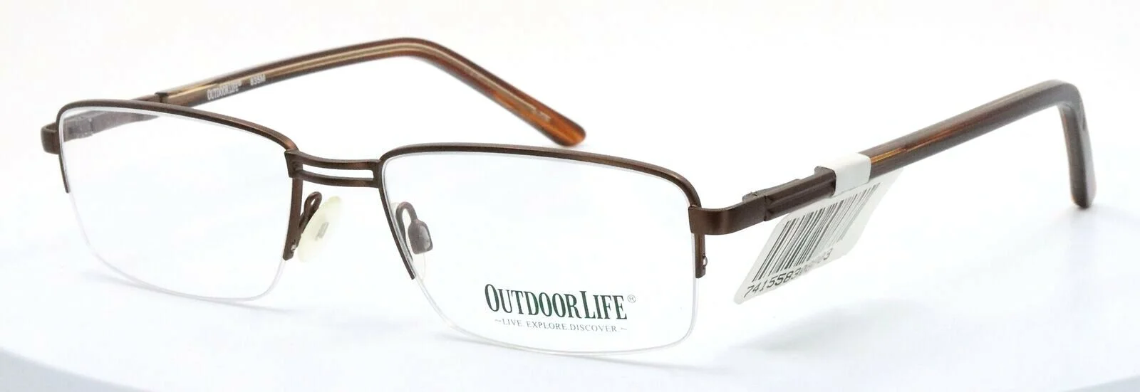 OUTDOOR LIFE 835M Brown Rectangular Half Rim Metal Mens Eyeglasses 54-18-140 1
