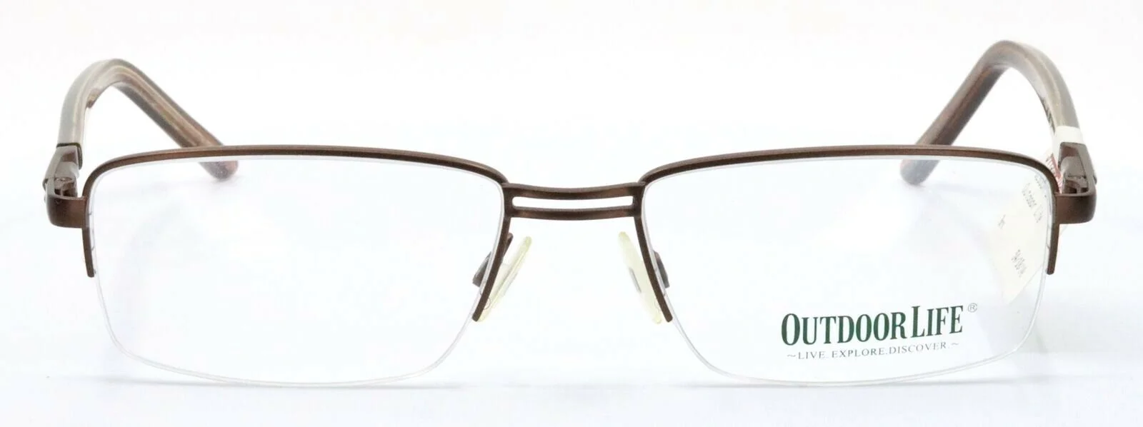 OUTDOOR LIFE 835M Brown Rectangular Half Rim Metal Mens Eyeglasses 54-18-140 2