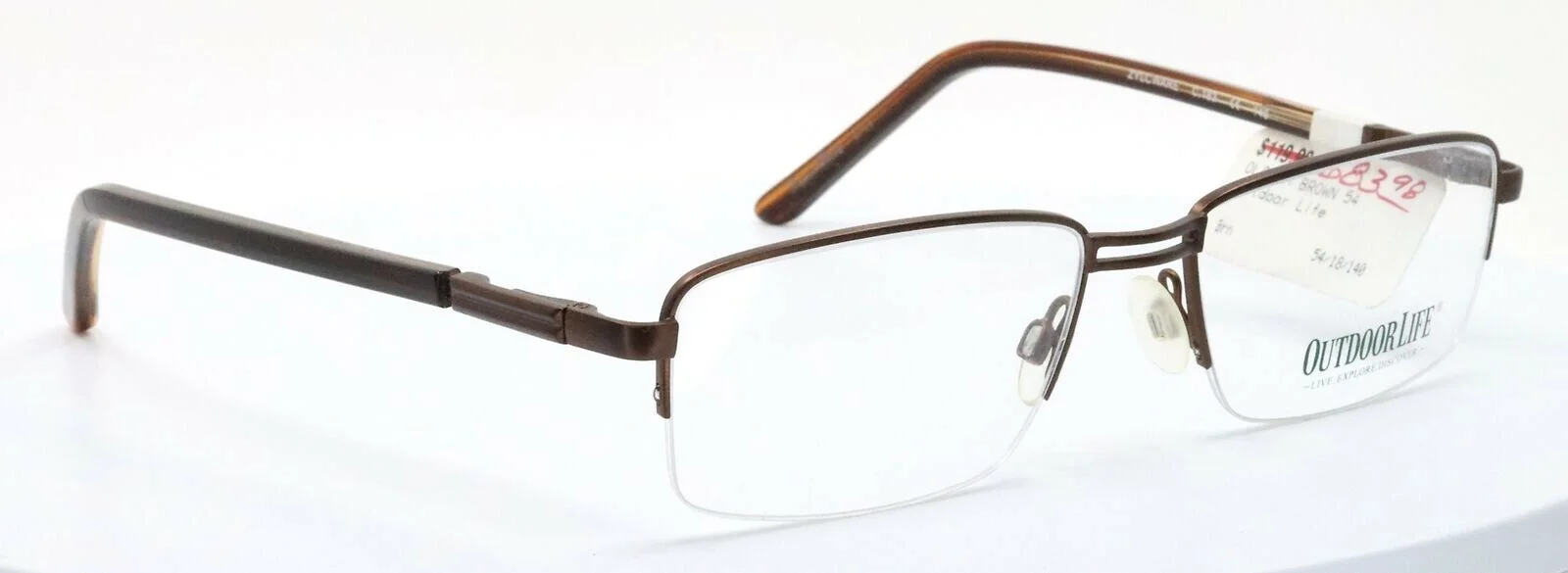 OUTDOOR LIFE 835M Brown Rectangular Half Rim Metal Mens Eyeglasses 54-18-140 3