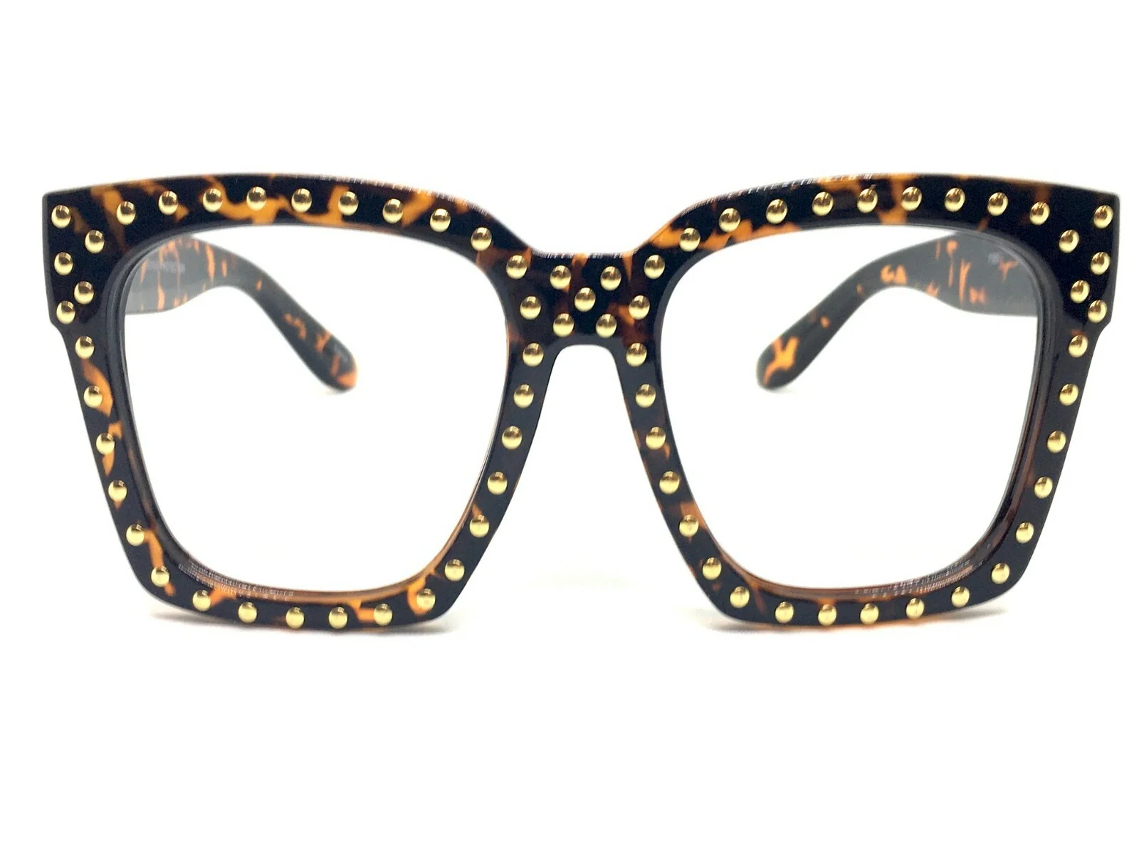 Oversize Exaggerated Retro LENSLESS Eye Glasses Large Studded Frame Only No Lens 3