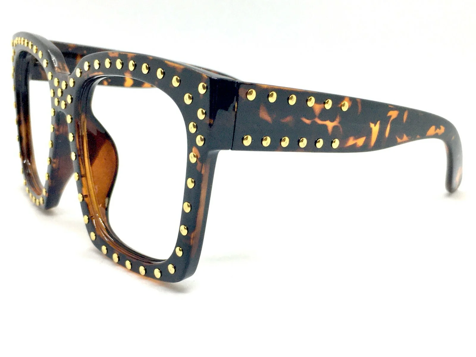 Oversize Exaggerated Retro LENSLESS Eye Glasses Large Studded Frame Only No Lens 4
