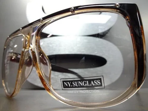 OVERSIZE Modern Retro Shield Style Clear Lens EYE GLASSES Large Neon Green Frame 2