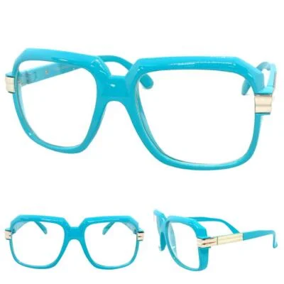 OVERSIZE RETRO Party Club Rave Clear Lens EYE GLASSES Big Square Baby Blue Frame