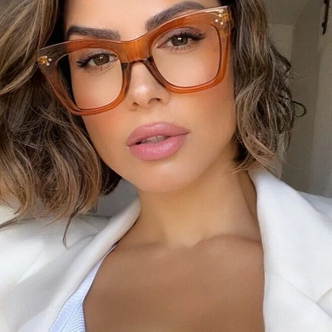 Oversized CATHERINE Women Eyeglasses Shadz SQUARE NERD removable lenses