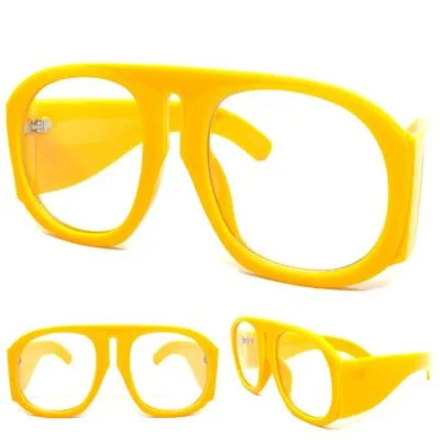 OVERSIZED Classic Retro Clear Lens EYE GLASSES Big Huge Super Thick Yellow Frame