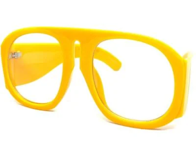 OVERSIZED Classic Retro Clear Lens EYE GLASSES Big Huge Super Thick Yellow Frame 2