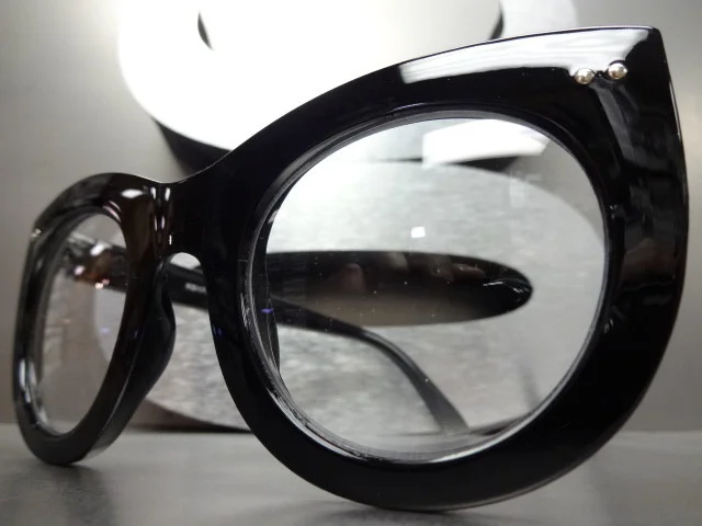 Oversized Classic Retro Style Clear Lens EYE GLASSES Large Big Thick Black Frame 3