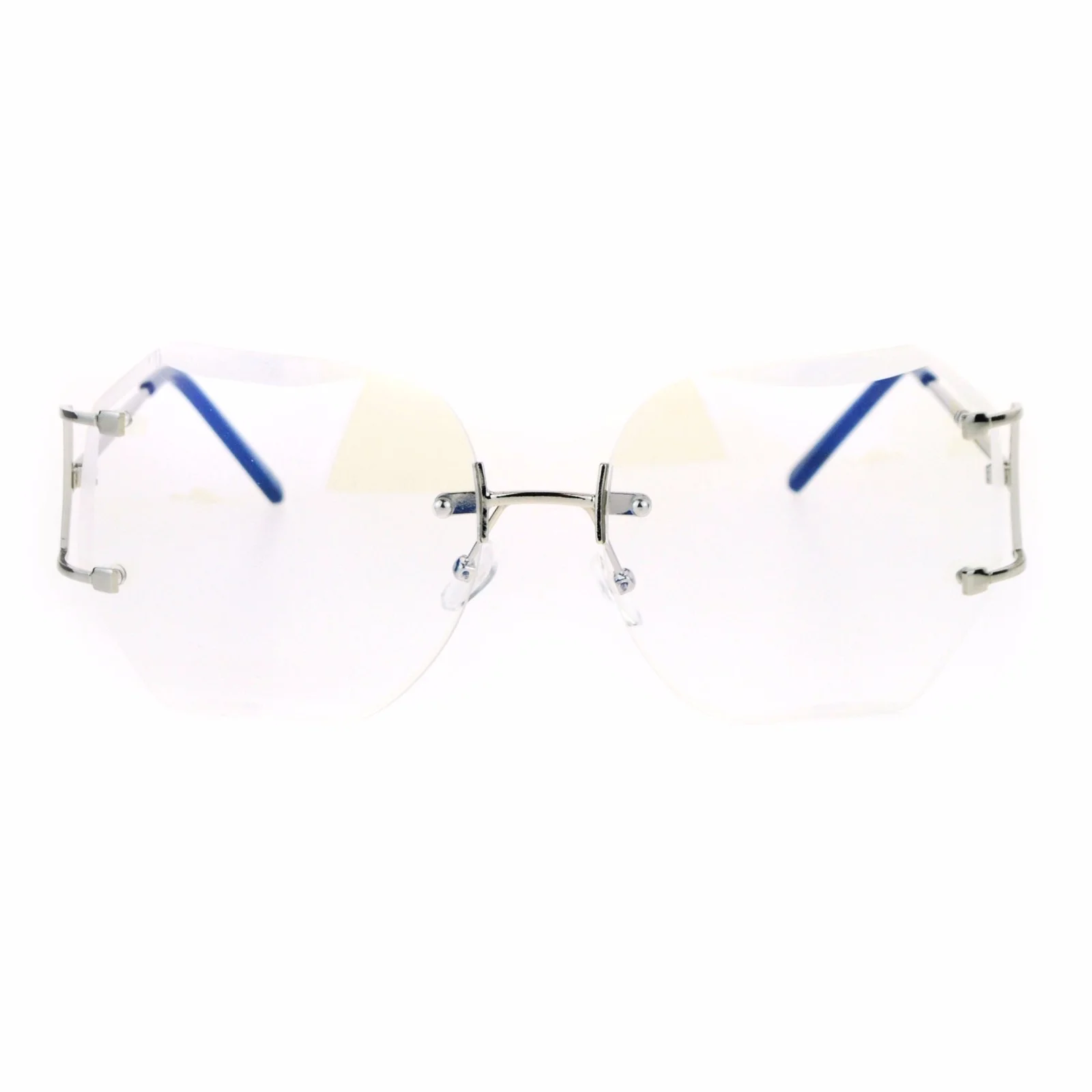Oversized Clear Lens Glasses Womens Rimless Beveled Lens Eyeglasses 2