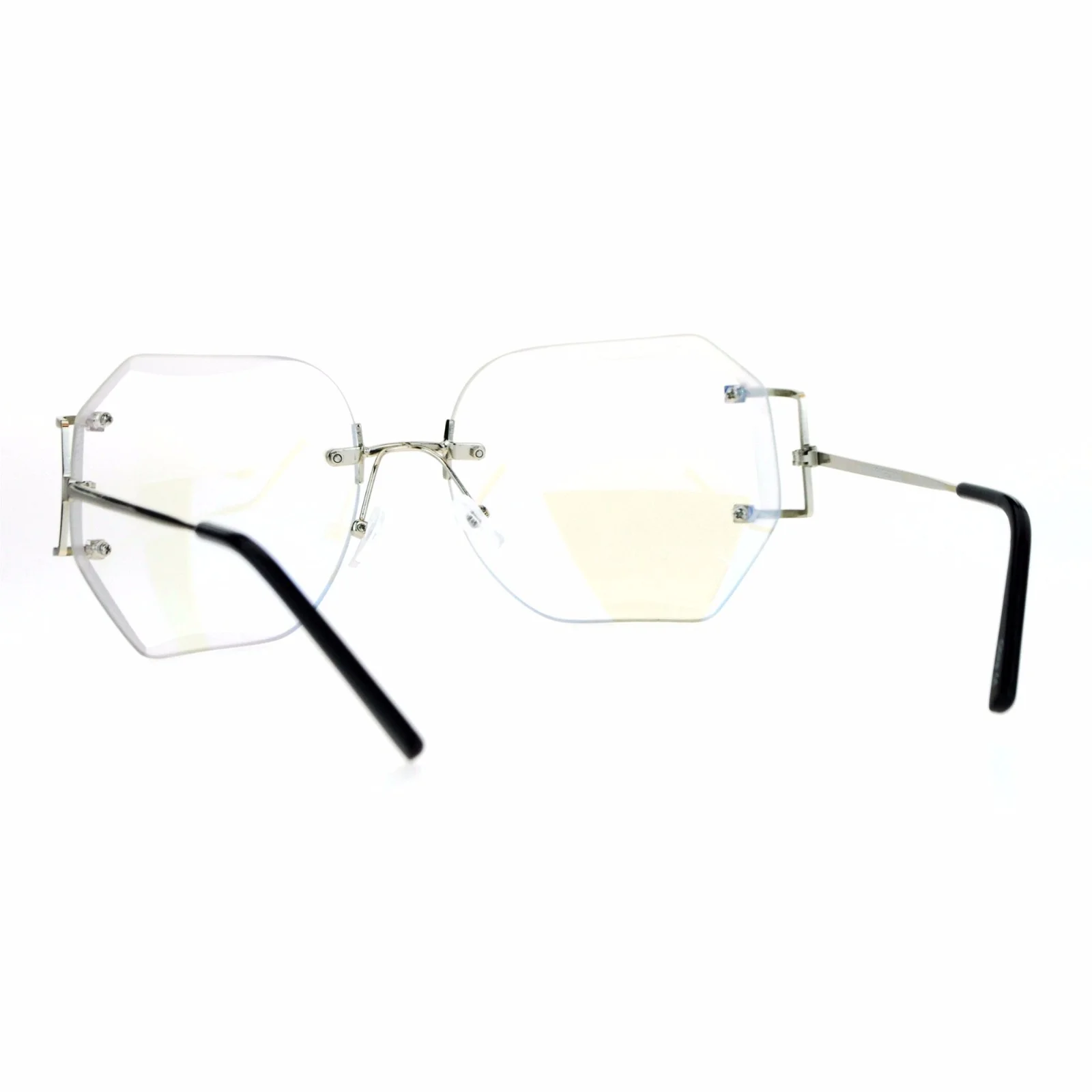 Oversized Clear Lens Glasses Womens Rimless Beveled Lens Eyeglasses 3