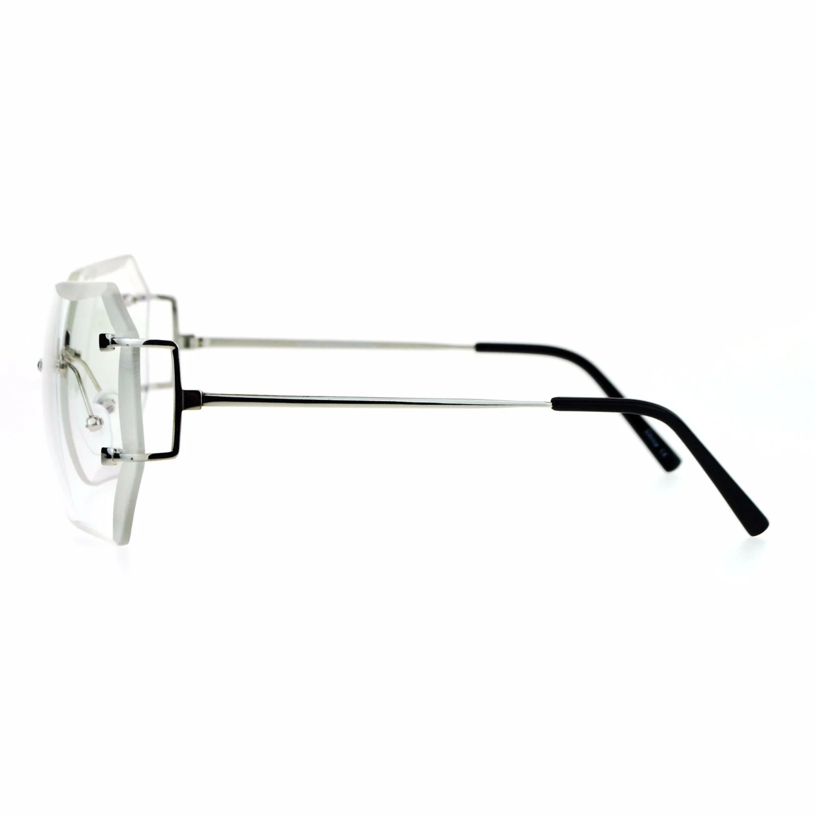 Oversized Clear Lens Glasses Womens Rimless Beveled Lens Eyeglasses 4