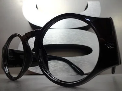 Oversized Exaggerated Thick Round Black Lensless Eye Glasses Frame Only NO Lens 3