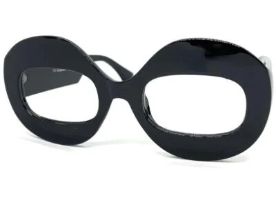 Oversized Retro Large Thick Round Black Lensless Eye Glasses Frame Only NO Lens 2