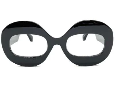 Oversized Retro Large Thick Round Black Lensless Eye Glasses Frame Only NO Lens 3
