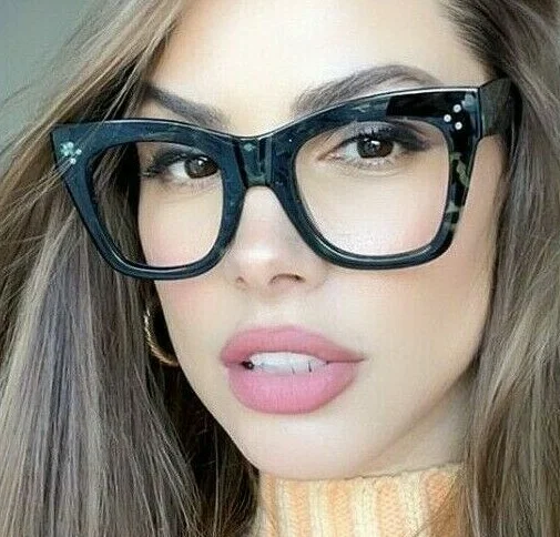 Oversized thick frames KATIE Women Eyeglasses Clear Lens Shadz SQUARE NERD
