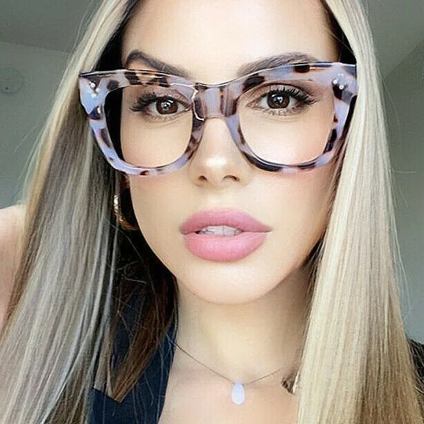 Oversized thick frames KATIE Women Eyeglasses Clear Lens Shadz SQUARE NERD 4