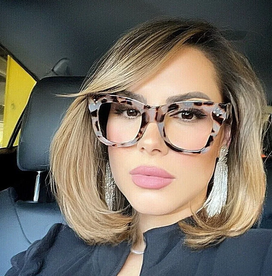 OVERSIZED XL SQUARE Blue Lenses NERD GEEK Women Eyeglasses CATHERINE 3