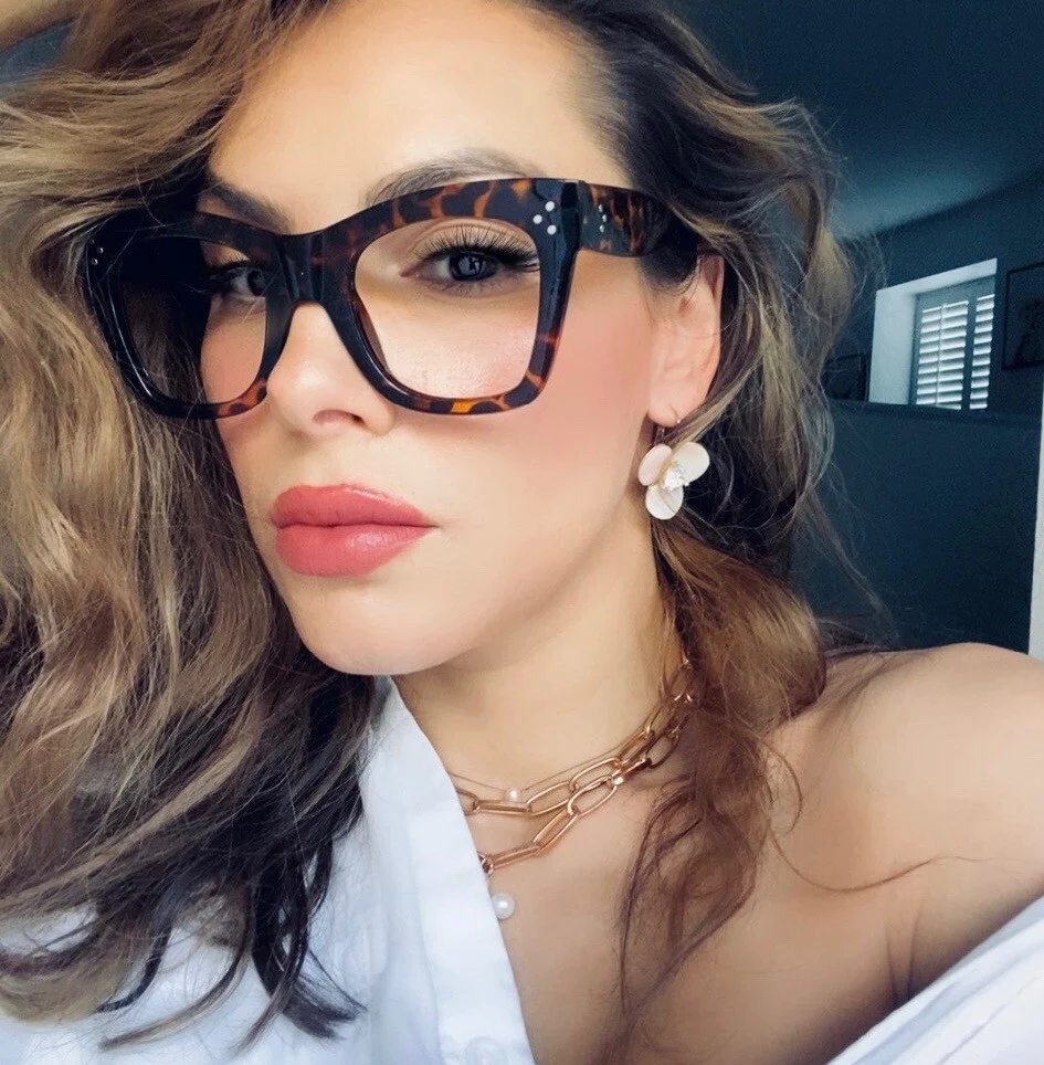 OVERSIZED XL SQUARE Blue Lenses NERD GEEK Women Eyeglasses CATHERINE 4