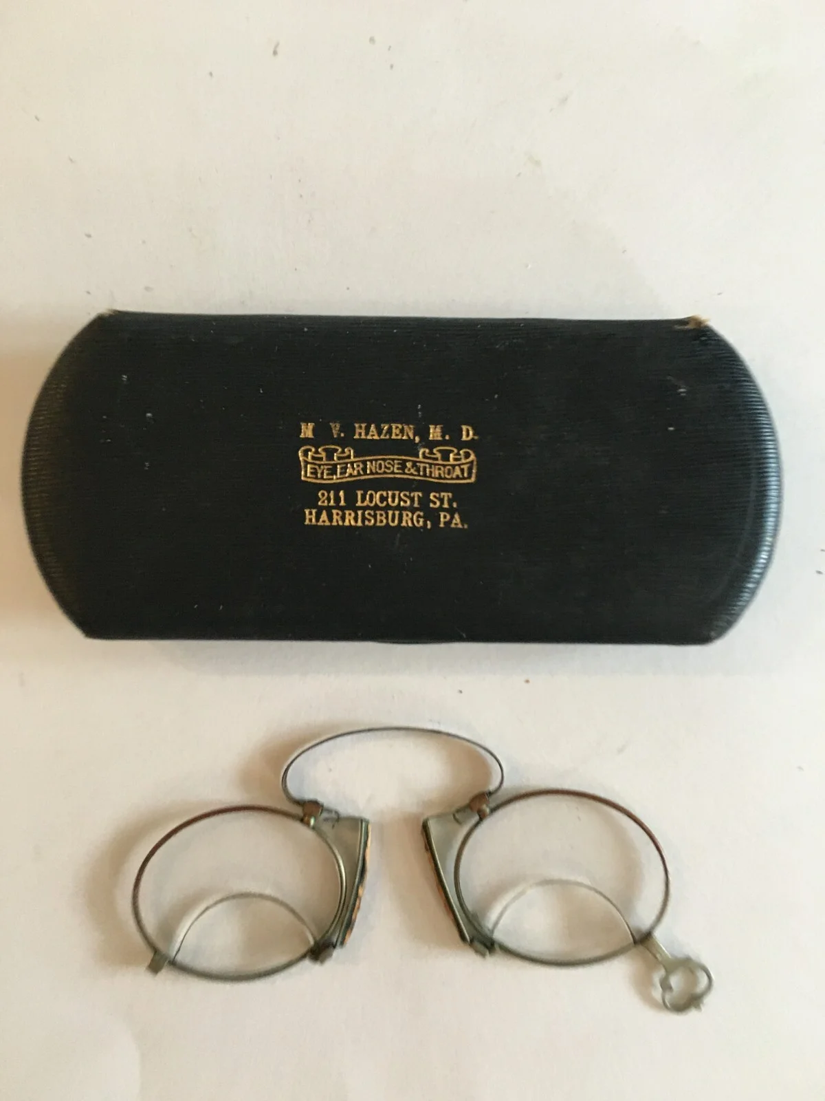 Pair of Antique Pince Nez Bifocal Glasses in Harrisburg, Pa. Case 3