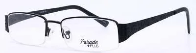 Parade +Plus 2027 Black Womens Half Rim Rectangular Eyeglasses 51-18-135