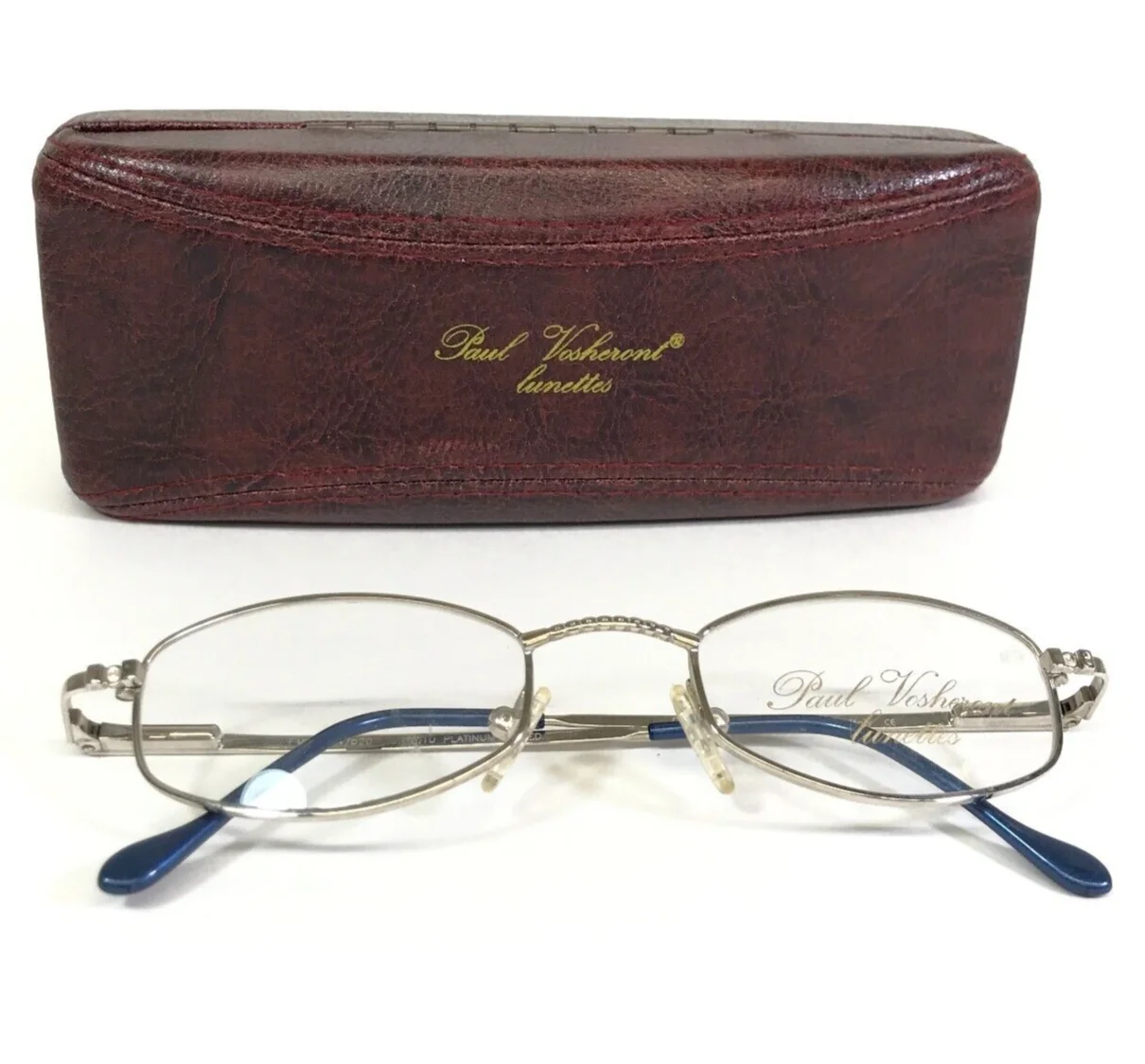 Paul Vosheront Eyeglasses Frames V1018 Silver Round Platinum Plated 47-20-135 2