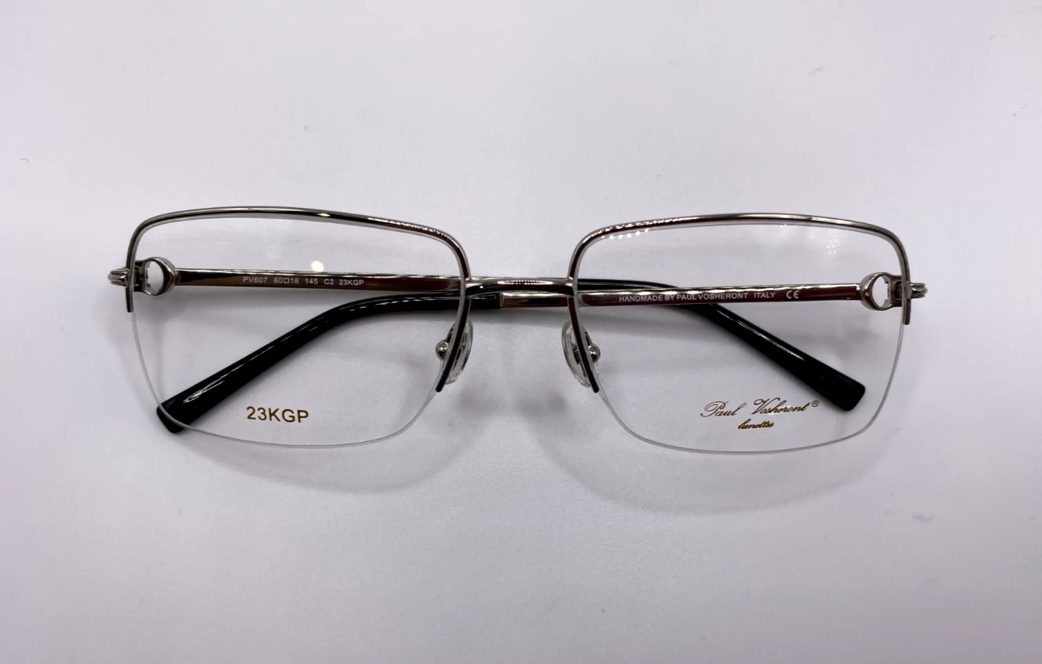 Paul Vosheront Lunnettes PV607 C2 White Gold 23KGP Titanium Frames 60-18-145 4