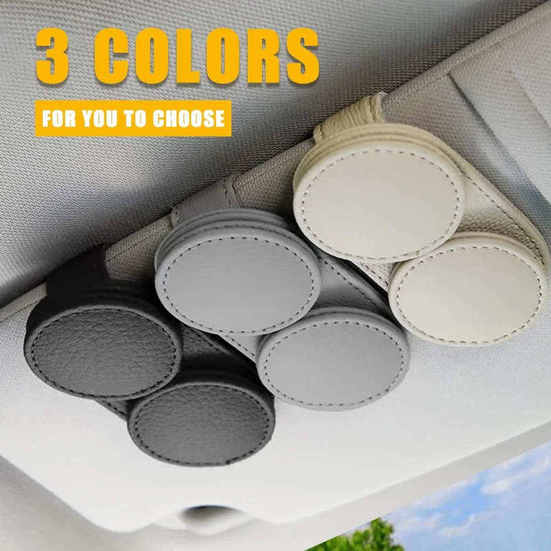 PAZIP Sunglass Holder For Car Visor Leather Sun Glasses Clip Upgrade Double NEW 3