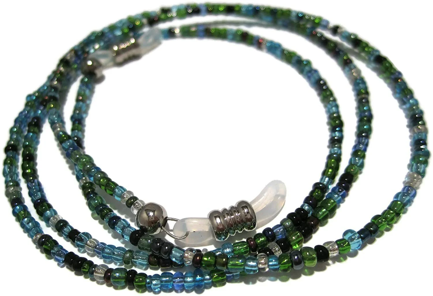 Peacock & 32 Color Beaded Eyeglass Holder Set with Clear Grips, Glasses Lanyards 2