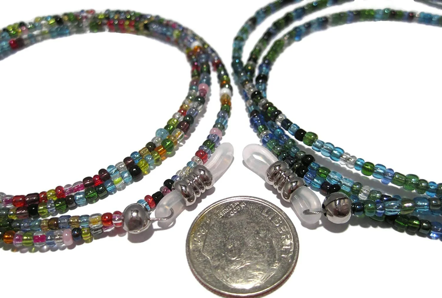 Peacock & 32 Color Beaded Eyeglass Holder Set with Clear Grips, Glasses Lanyards 4