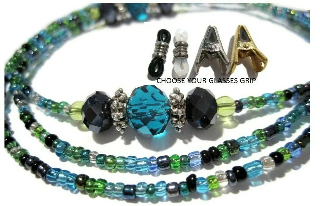 Peacock Decorative Eyeglass Holder Chain, Glasses Lanyard Necklace, Choose Grips