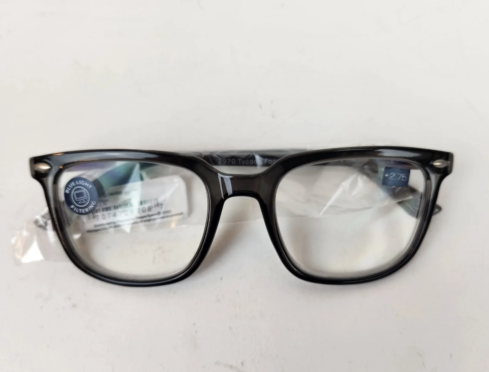Peepers +2.75 Blue Light Filtering Reading Glasses 2970 Smoke Tycoon Focus 3