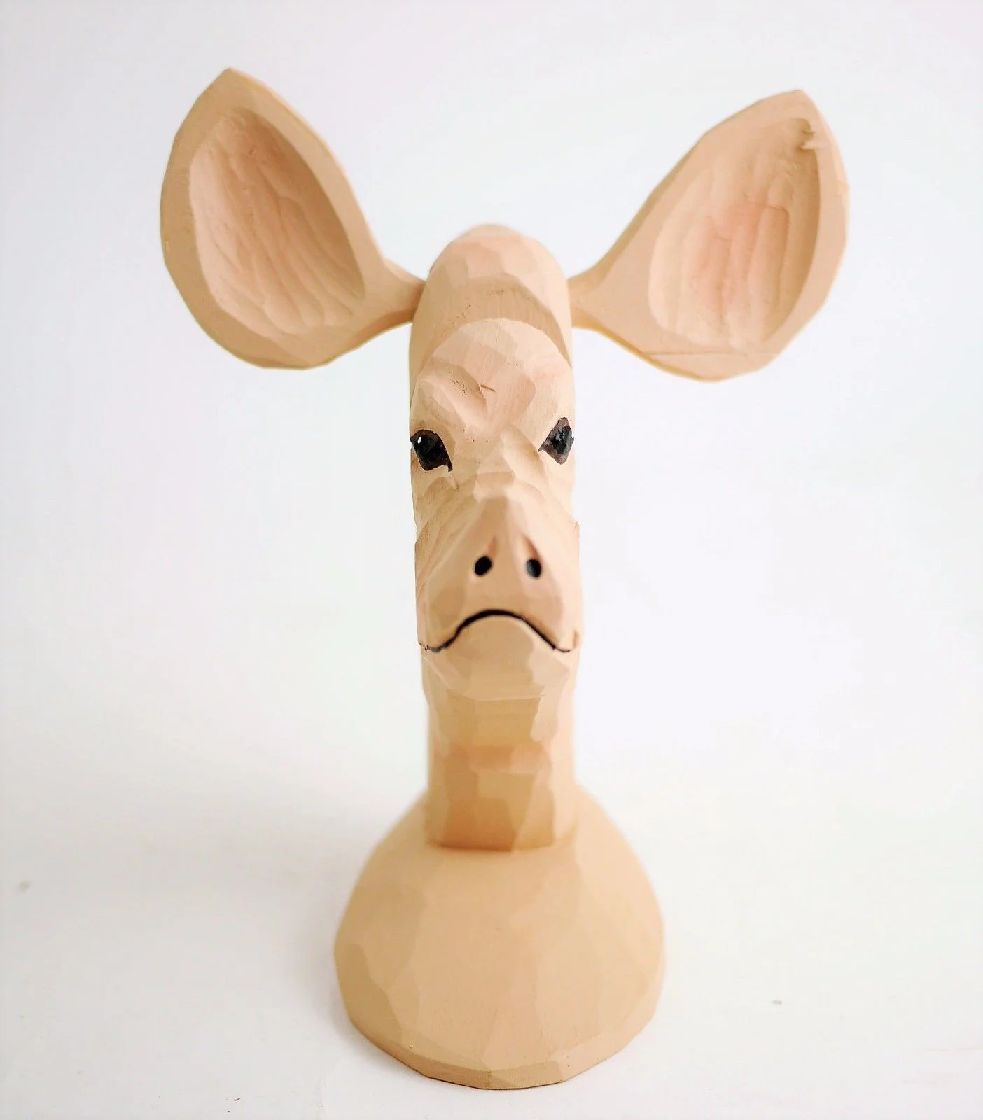 PEEPERS EYEGLASS HOLDER - Pink Wood Hand Carved Pig Figurine - Holds Eyeglasses