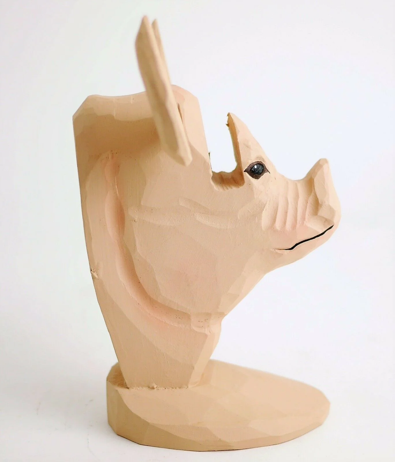 PEEPERS EYEGLASS HOLDER - Pink Wood Hand Carved Pig Figurine - Holds Eyeglasses 4