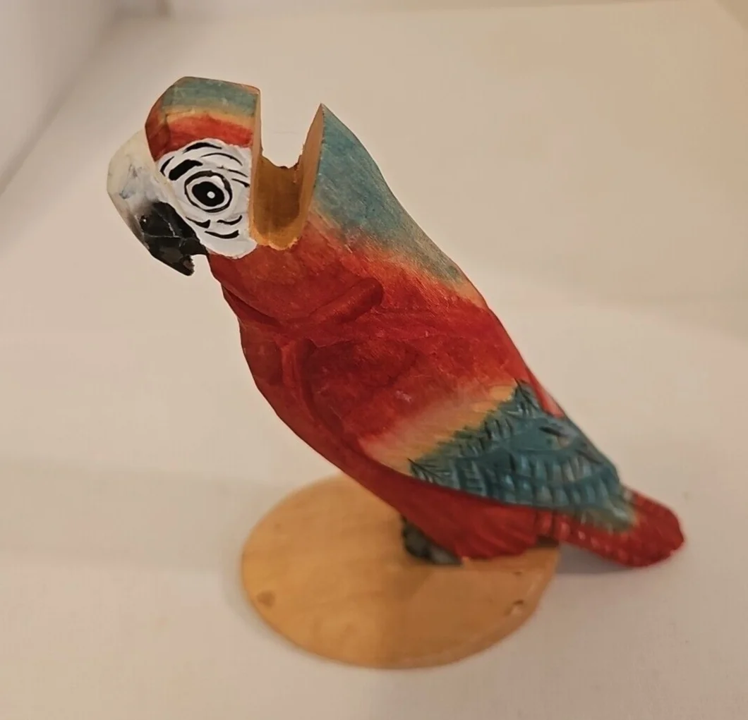 Peepers Eyeglasses Holder Hand Carved Wooden Parrot Reading Sunglasses