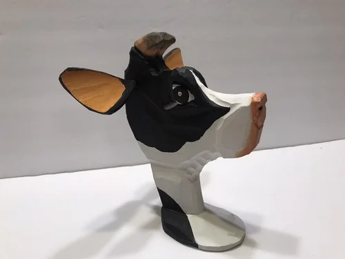 Peepers FUNNY Carved Wooden Eye Glasses Holder COW 3