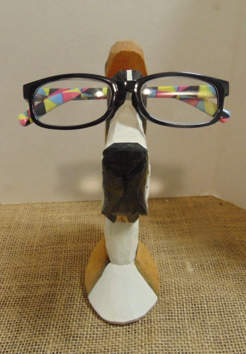 Peepers Wooden Carved Dog Eyeglass Sunglass Holder 3