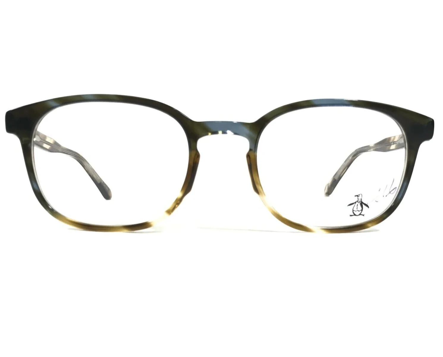 Penguin Eyeglasses Frames THE STEWART LT Brown Blue Horn Square 49-20-140