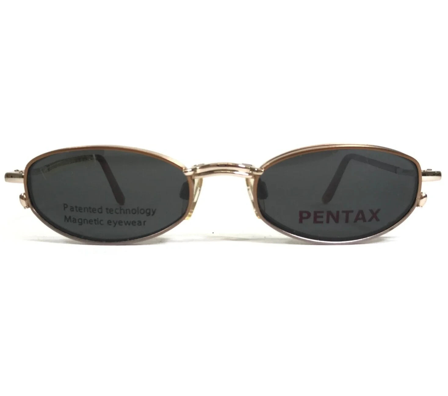 Pentax Eyeglasses Frames 9928 10 Brown Gold Full Rim w Clip On Lenses 48-18-135