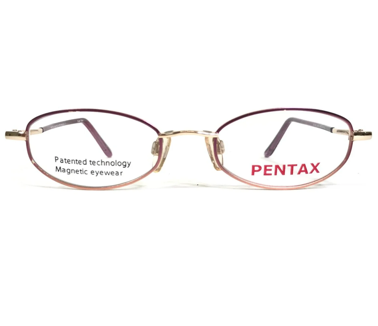 Pentax Eyeglasses Frames 9928 30 Purple Gold with Clip On Lenses 48-18-135 2