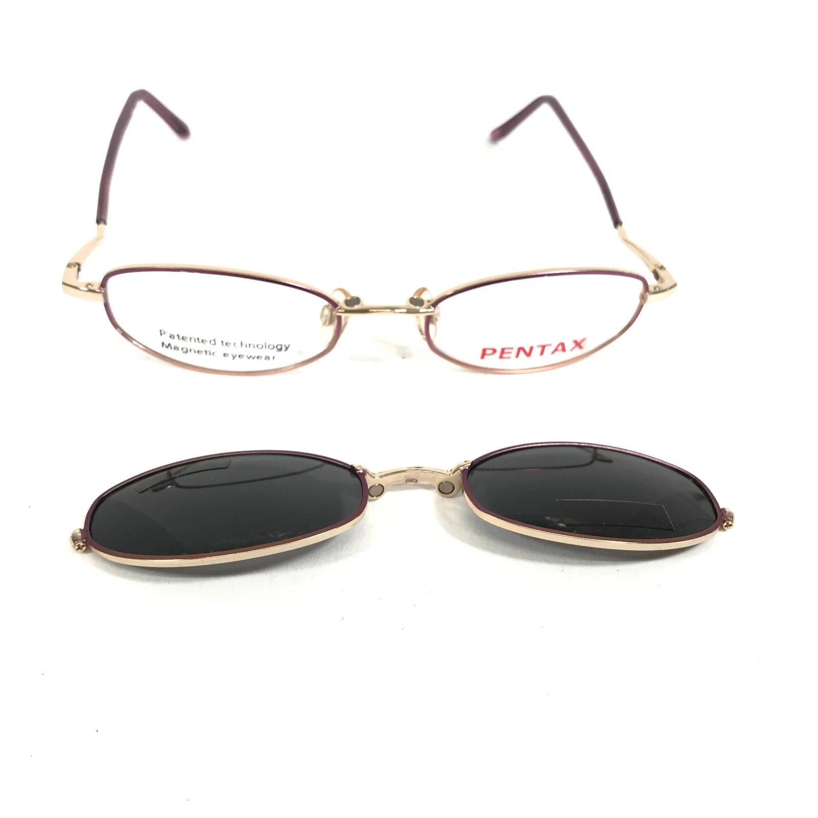 Pentax Eyeglasses Frames 9928 30 Purple Gold with Clip On Lenses 48-18-135 3