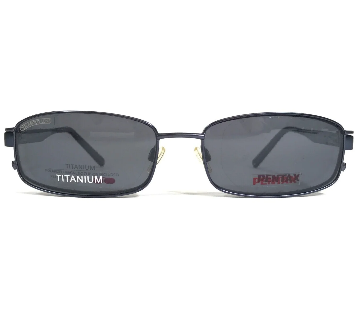 Pentax Eyeglasses Frames P9988 50 Blue Rectangular with Clip On Lenses 58-18-145