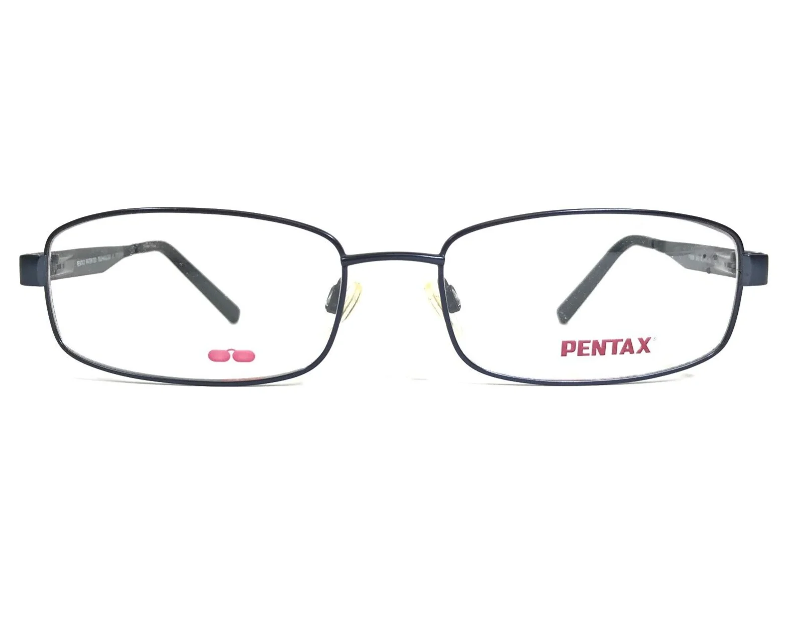 Pentax Eyeglasses Frames P9988 50 Blue Rectangular with Clip On Lenses 58-18-145 2